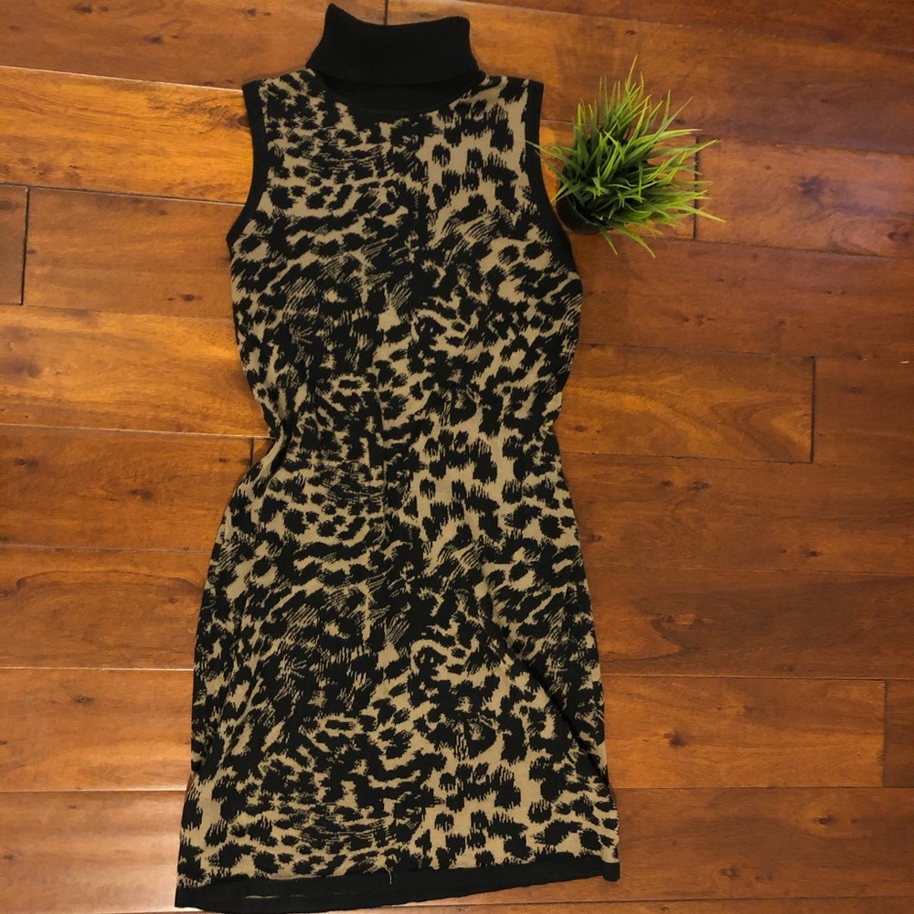 Calvin Klein turtleneck animal print knit dress